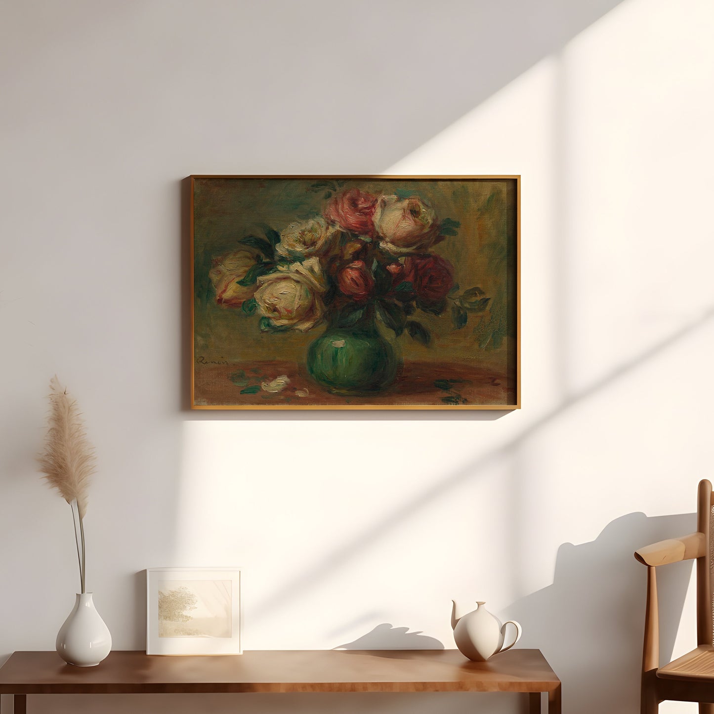 Roses in a Vase - Renoir, French Impressionism, original antique painting, oil, vintage, Printable art instant download, SKU  198PAR