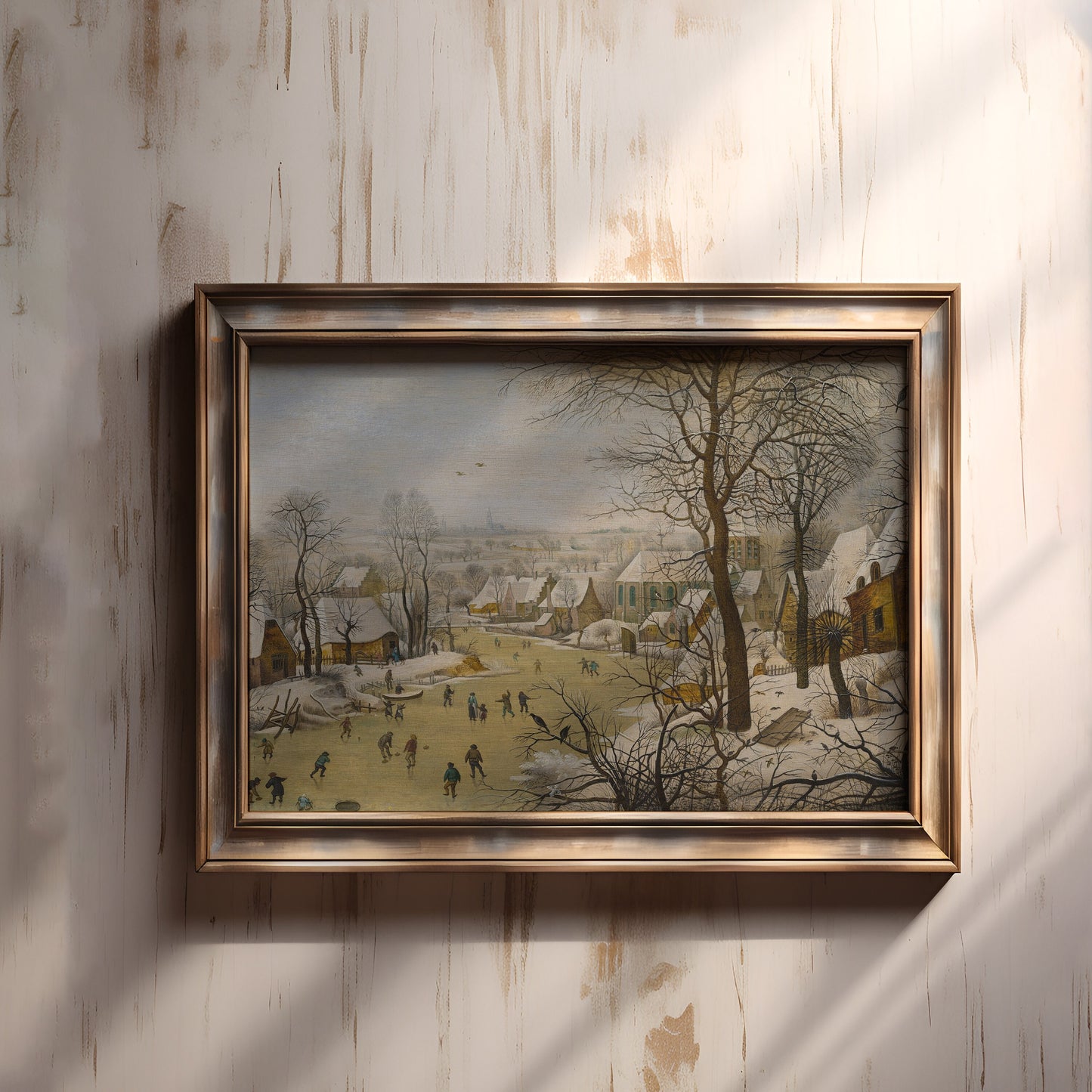 Dutch painting Pieter Brueghel - Winter Landscape , original antique oil artwork , vintage Printable art instant download , SKU 200PBY
