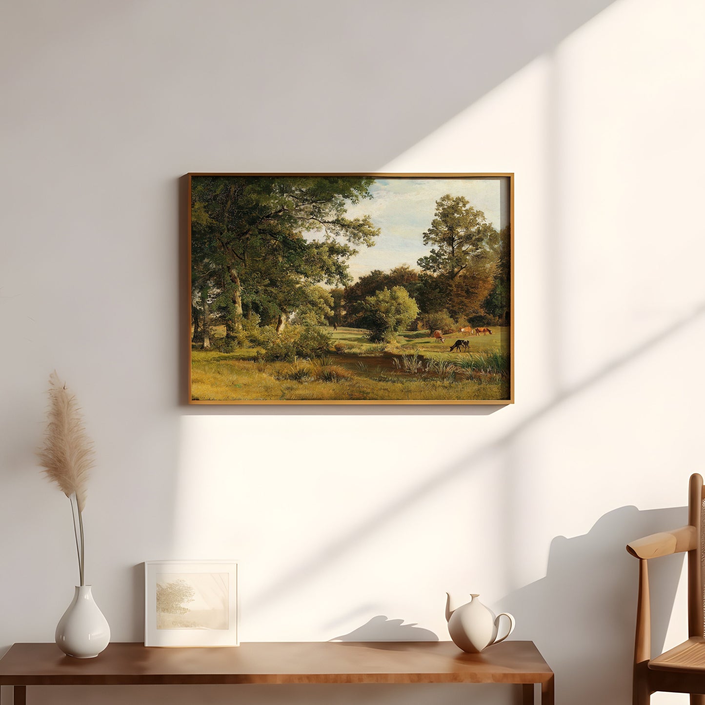Rustic Landscape, Johann Mohr - View of garden, original antique painting, oil vintage, Printable art instant download, SKU  208JGPM