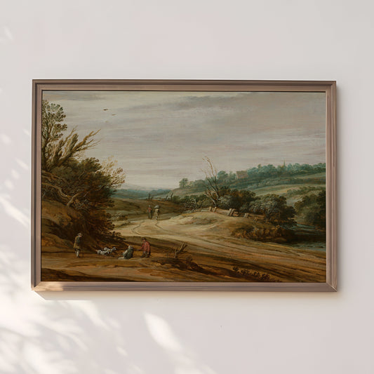 Dutch Landscape , Pieter van Santvoort Mauritshuis - Country Road , original vintage painting , Printable art instant download , SKU 263PvS