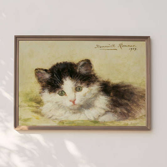 Henriette Ronner-Knip - Kitten, oil, cute antique painting vintage, animal lover gift, Printable art instant download, SKU  248HRK