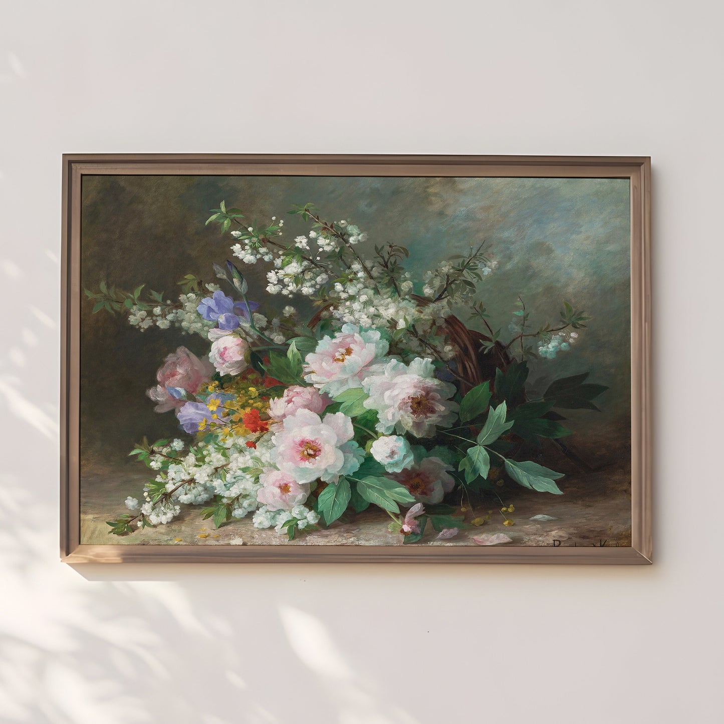 Flowers Still-life, Marthe Élisabeth Barbaud-Koch, original antique painting, oil vintage, Printable art instant download, SKU  245MEBK
