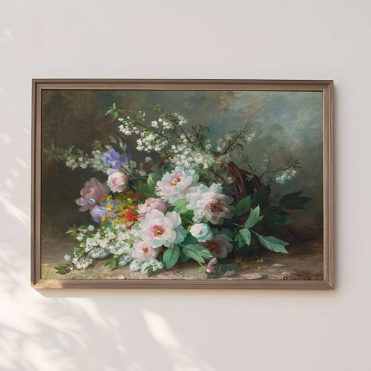 Flowers Still-life, Marthe Élisabeth Barbaud-Koch, original antique painting, oil vintage, Printable art instant download, SKU  245MEBK