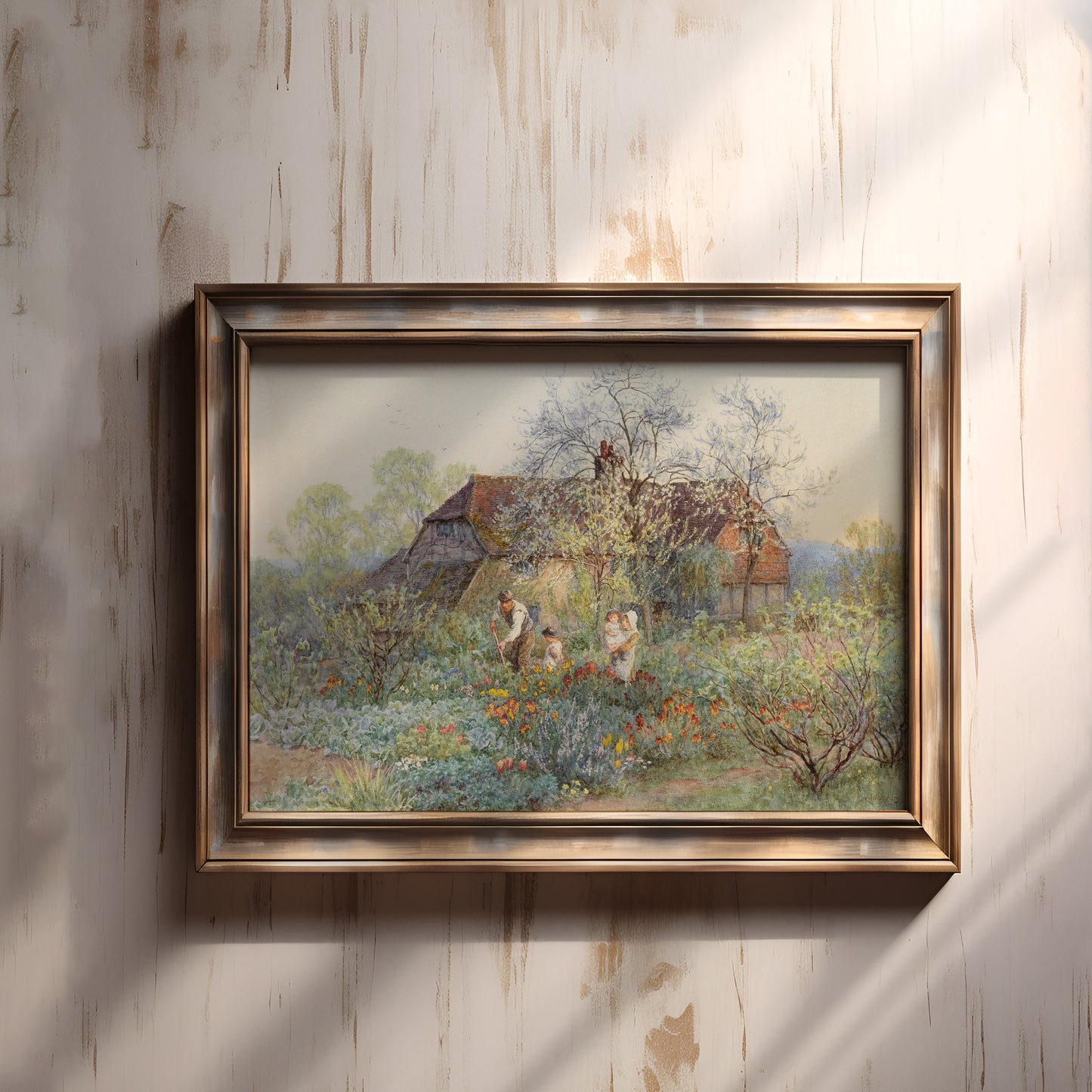 Allingham Helen - cottage garden , watercolour original antique painting , vintage Printable art instant download , SKU 213AH