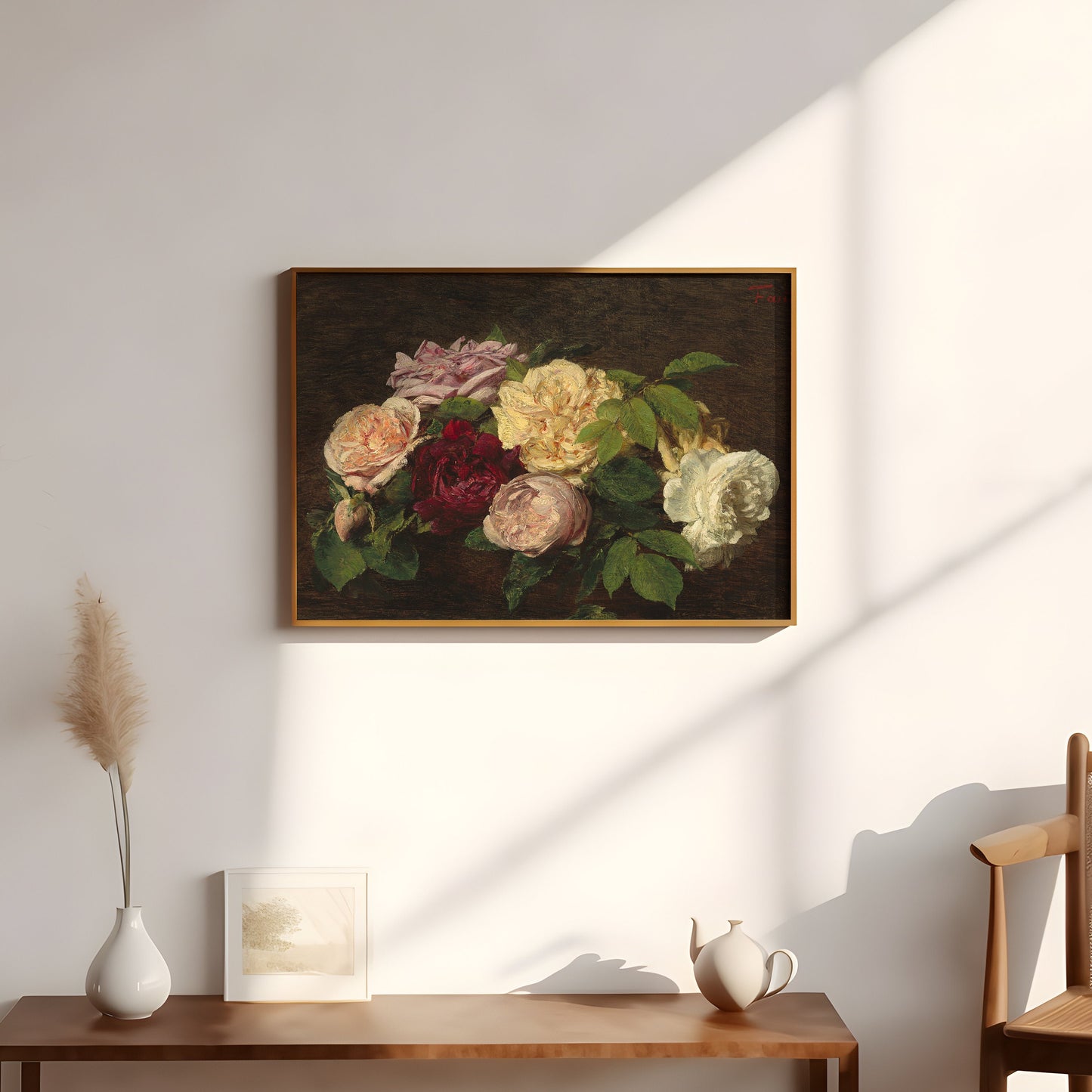 Still-life Flowers, Henri Fantin-Latour - Roses on Table, original antique painting, oil vintage, Printable art instant download, SKU 218HFL