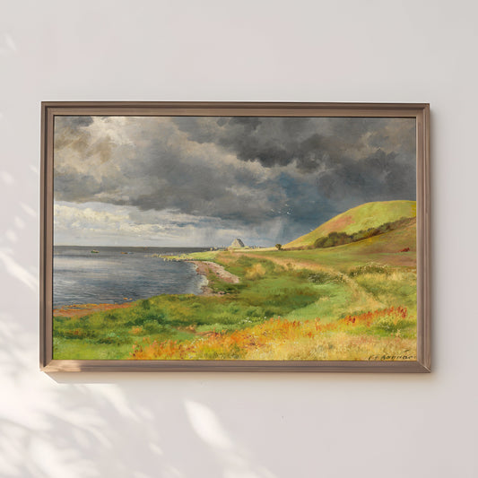 Carl Frederik Aagaard - Danish Coastal Landscape , original antique painting , oil vintage Printable art instant download , SKU 234CFA