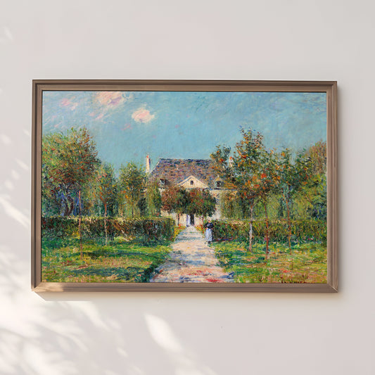French Impressionism, Gustave Loiseau - House in Garden, original antique painting, oil, vintage, Printable art instant download, SKU  222GL