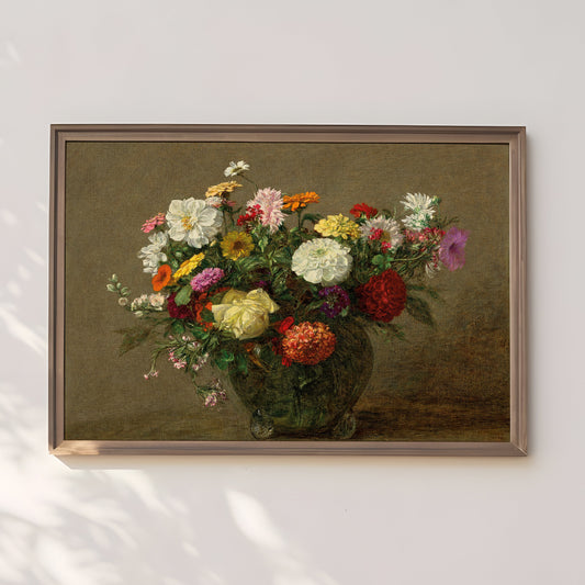 Still-life, Henri Fantin-Latour - Bouquet of Flowers, original antique painting, oil vintage, Printable art instant download, SKU  219HFL