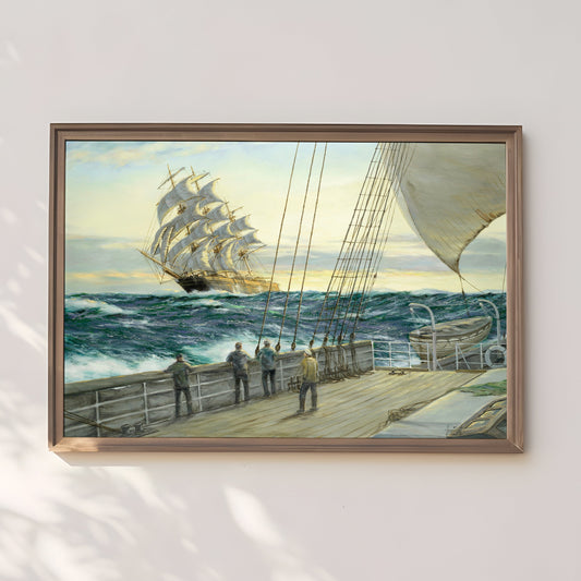 Henry Scott Tuke - Return Voyage, Young America, original antique painting, oil, vintage, Printable art instant download, SKU  211HST