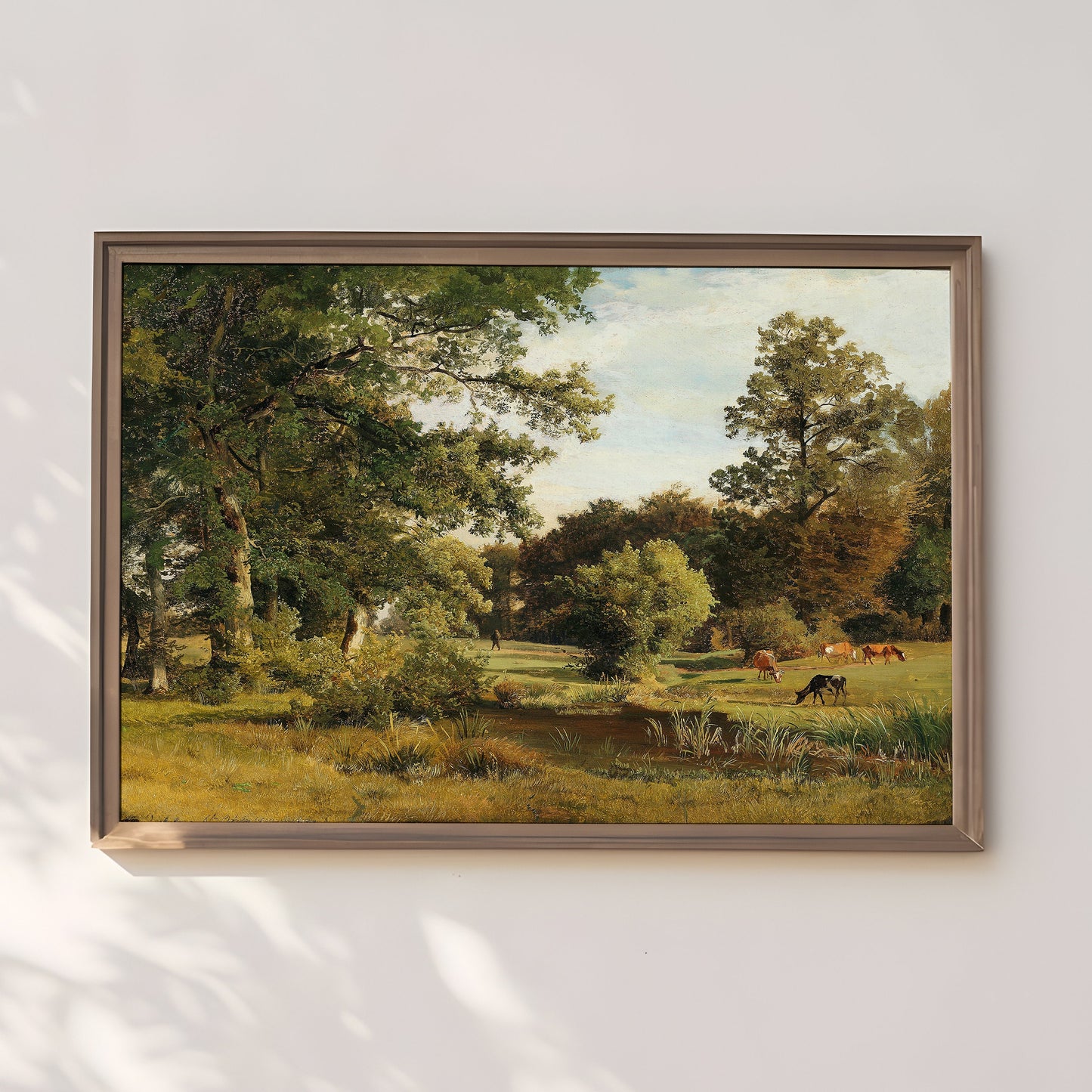 Rustic Landscape, Johann Mohr - View of garden, original antique painting, oil vintage, Printable art instant download, SKU  208JGPM