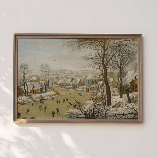 Dutch painting Pieter Brueghel - Winter Landscape , original antique oil artwork , vintage Printable art instant download , SKU 200PBY