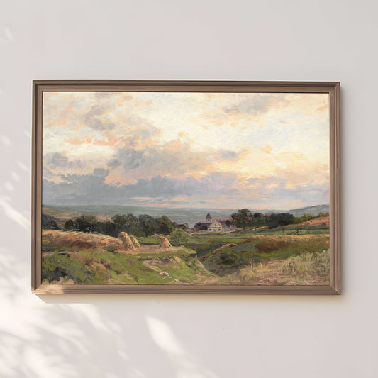 Rustic Landscape, Hugo Darnaut - West of Vienna, original antique painting, oil, vintage, Printable art instant download, SKU  K-HD38