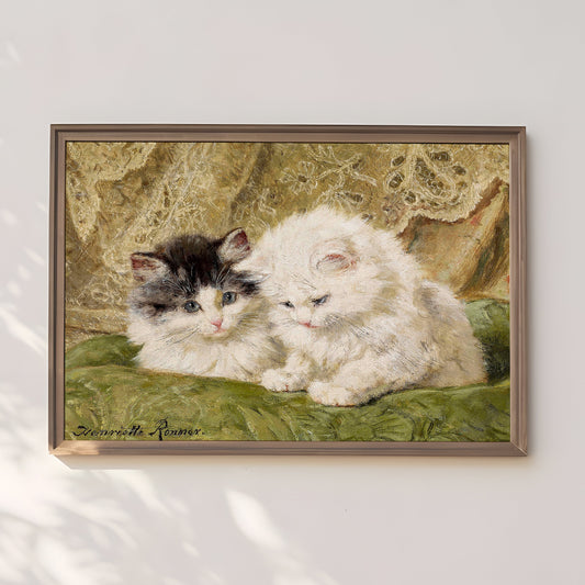 Henriette Ronner-Knip Two Kittens, oil, cute antique painting vintage, animal lover gift, Printable art instant download,  SKU  28K_HRK.28