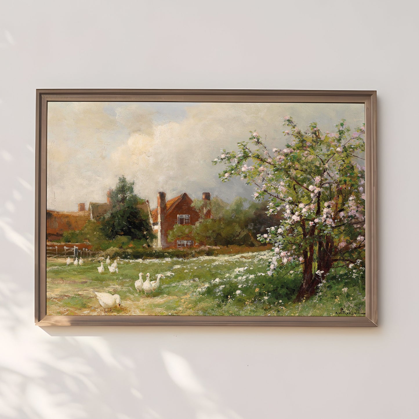 Rustic Landscape, Arthur W. Redgate, Spring idyll, original antique painting oil, vintage, Printable art instant download, SKU   K_AWR.24
