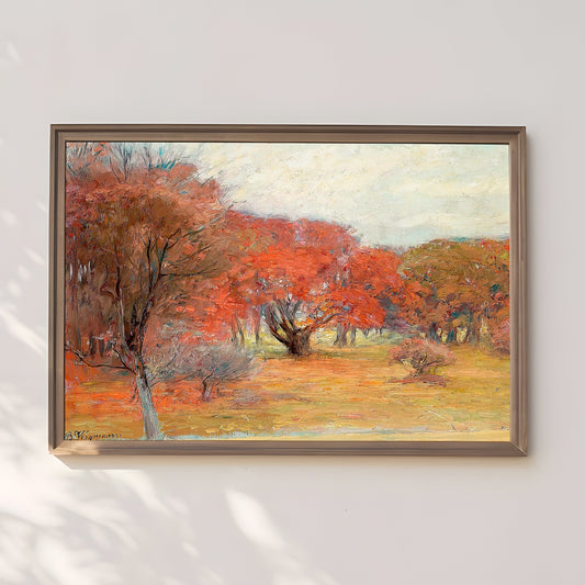 Bertha Wegmann, Autumn woods, Rustic landscape, original antique painting oil, vintage, Printable art instant download, SKU  K_BW.18