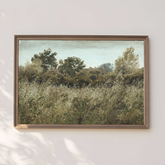 Skovgaard, Oat Field Near Vejby, Rustic landscape, original antique painting oil, vintage, Printable art  instant download, SKU  K_PCS.7