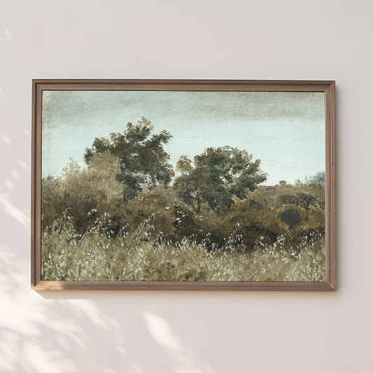 Rustic landscape, Skovgaard, Oat Field Near Vejby, original antique painting oil, vintage, Printable art instant download, SKU  K_AS.2