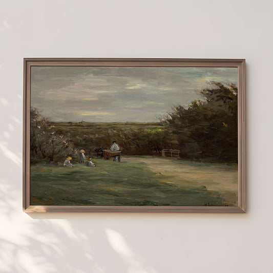 Max Liebermann - Rustic landscape, original antique painting, oil, vintage, Printable art instant download, living room, SKU  155-ML