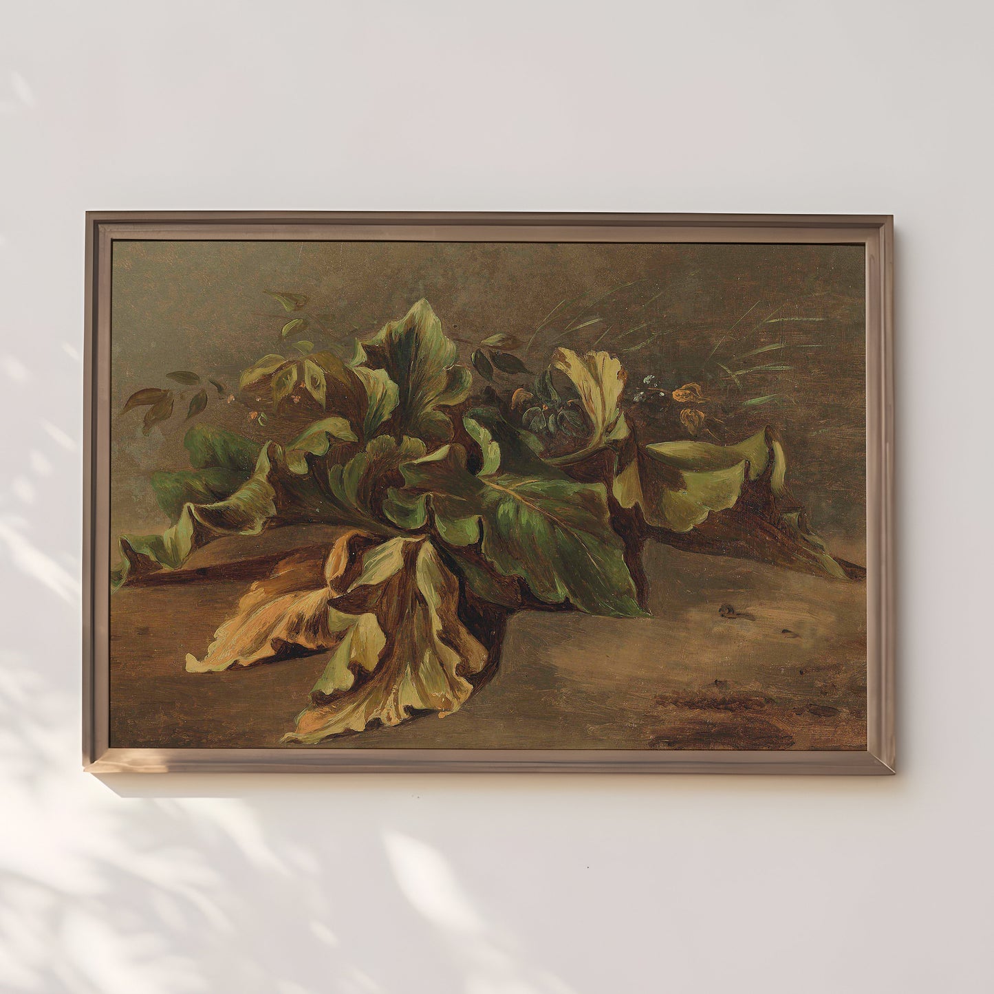 Still-life, Carl Ludwig Frommel, Study of plant, original antique painting, oil vintage, Printable art instant download, SKU  151-CLF