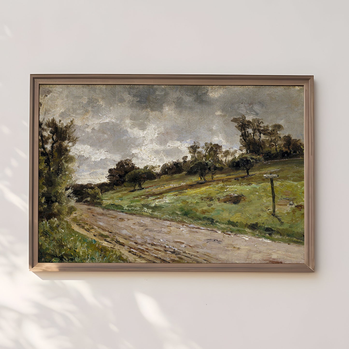 Rustic Landscape,  - Country Road, original antique painting, oil, vintage, Printable art instant download, SKU  144-CH