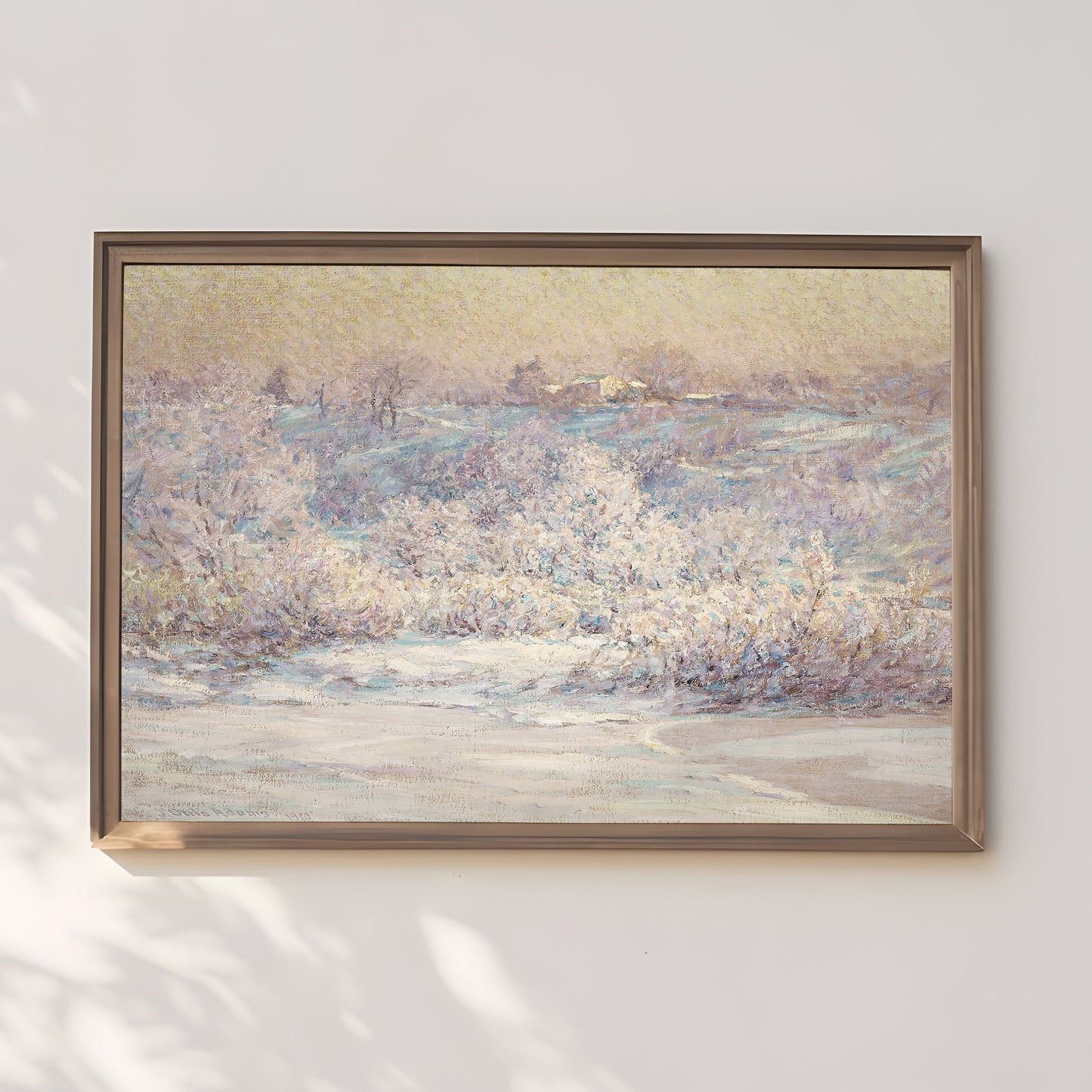 Winter Landscape - Ottis Adams, Impressionism, original antique painting, oil, vintage, Printable art instant download, SKU  135-JOA