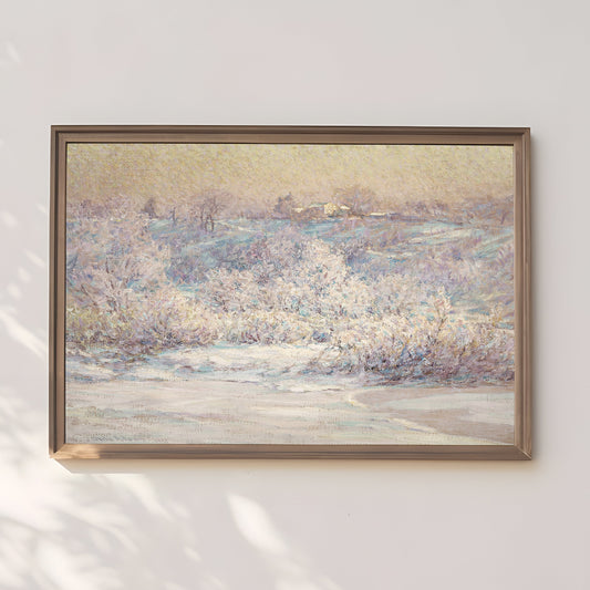 Winter Landscape - Ottis Adams, Impressionism, original antique painting, oil, vintage, Printable art instant download, SKU  135-JOA