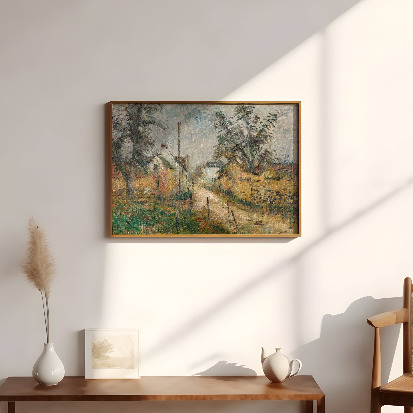 French Impressionism, Gustave Loiseau. The Farm in Normandy, original antique painting, vintage, Printable art instant download, SKU  229GL