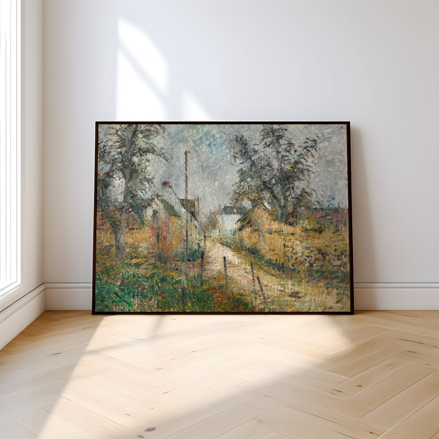 French Impressionism, Gustave Loiseau. The Farm in Normandy, original antique painting, vintage, Printable art instant download, SKU  229GL