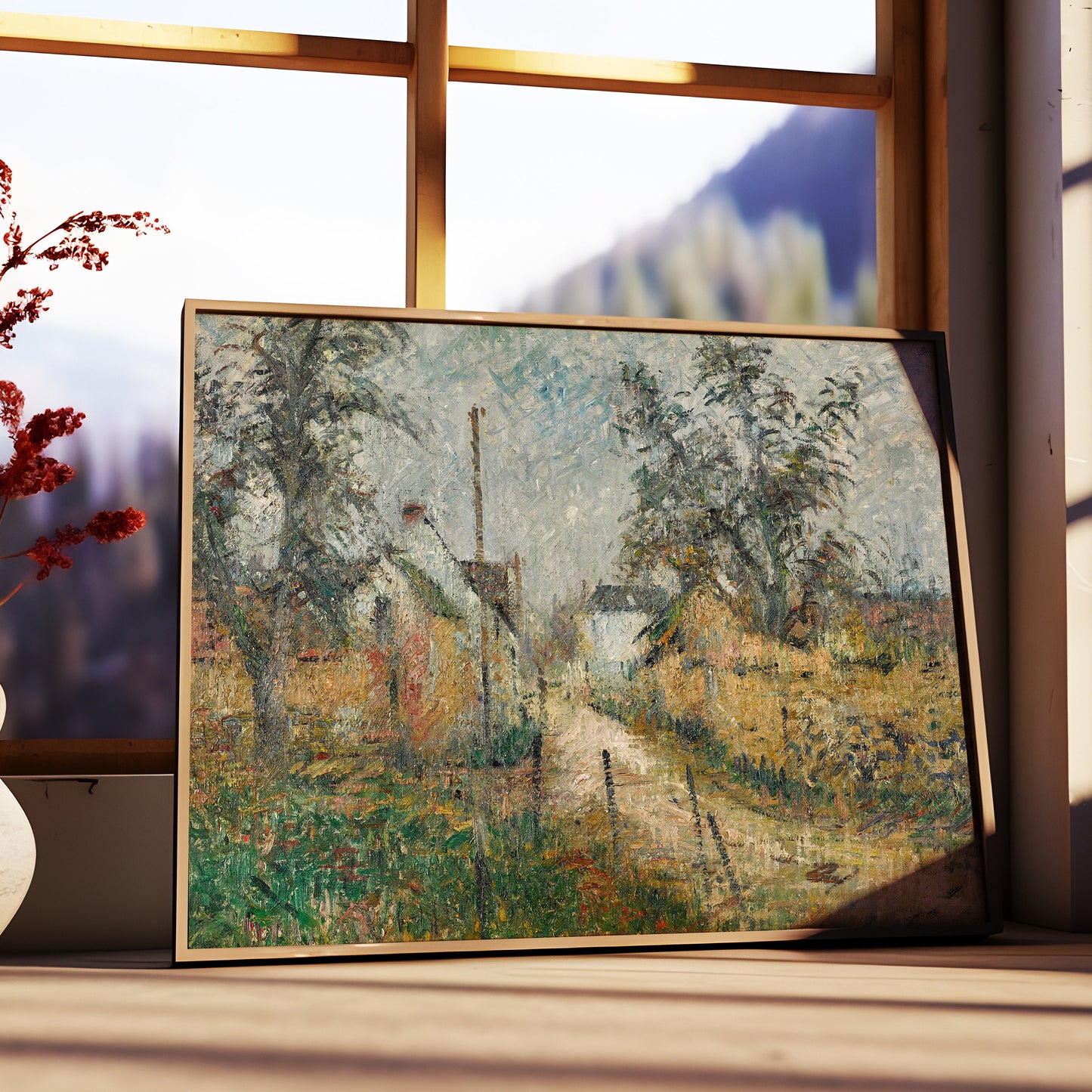 French Impressionism, Gustave Loiseau. The Farm in Normandy, original antique painting, vintage, Printable art instant download, SKU  229GL