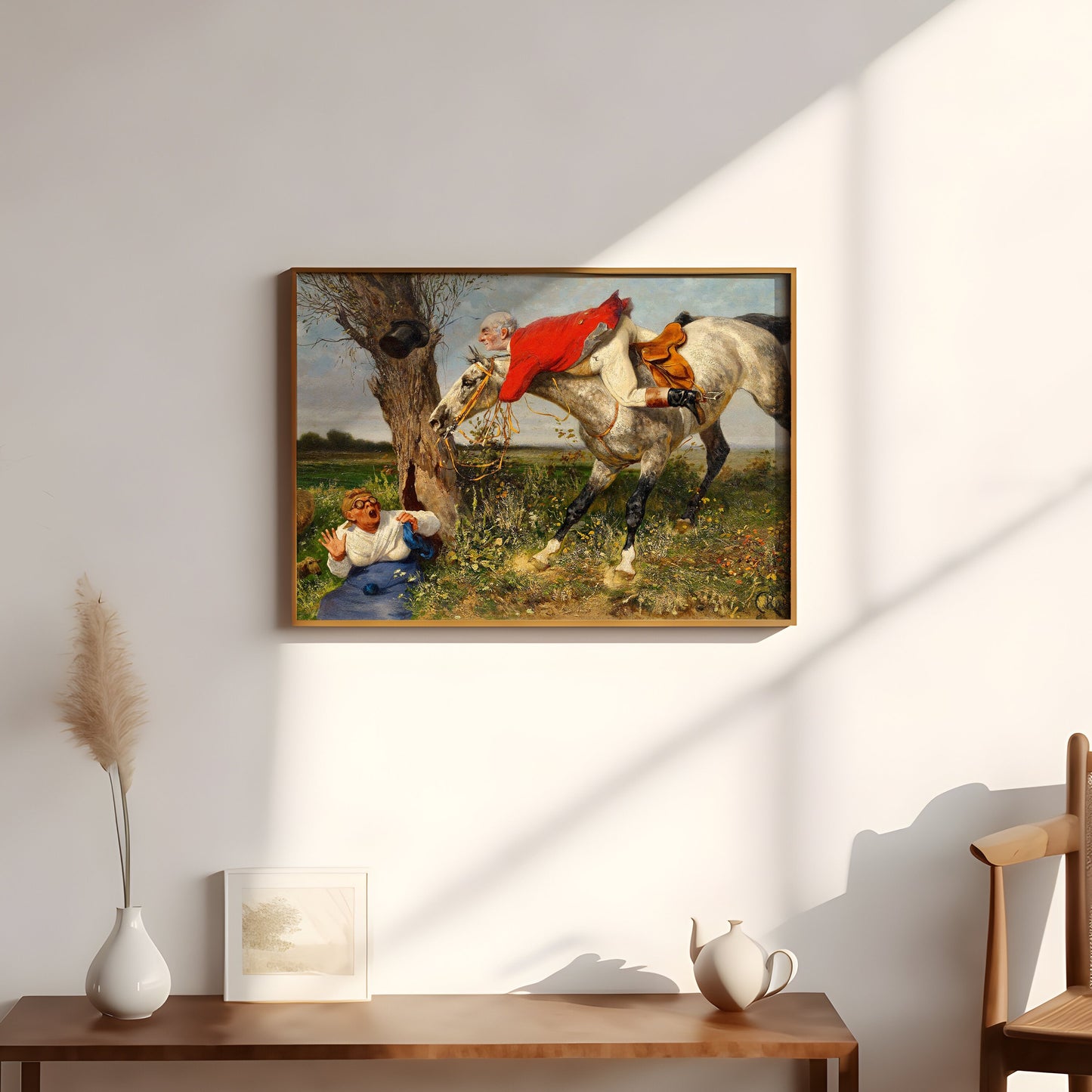 Carl Rudolf Huber - A Chance Encounter, humorous antique oil painting, vintage Printable art of high resolution instant download, SKU 232CRH