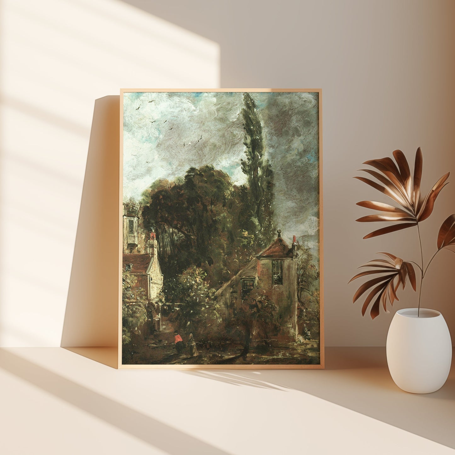 Rustic landscape, John Constable, Scenery original antique painting, oil, vintage, Printable art instant download, SKU  K-JK77