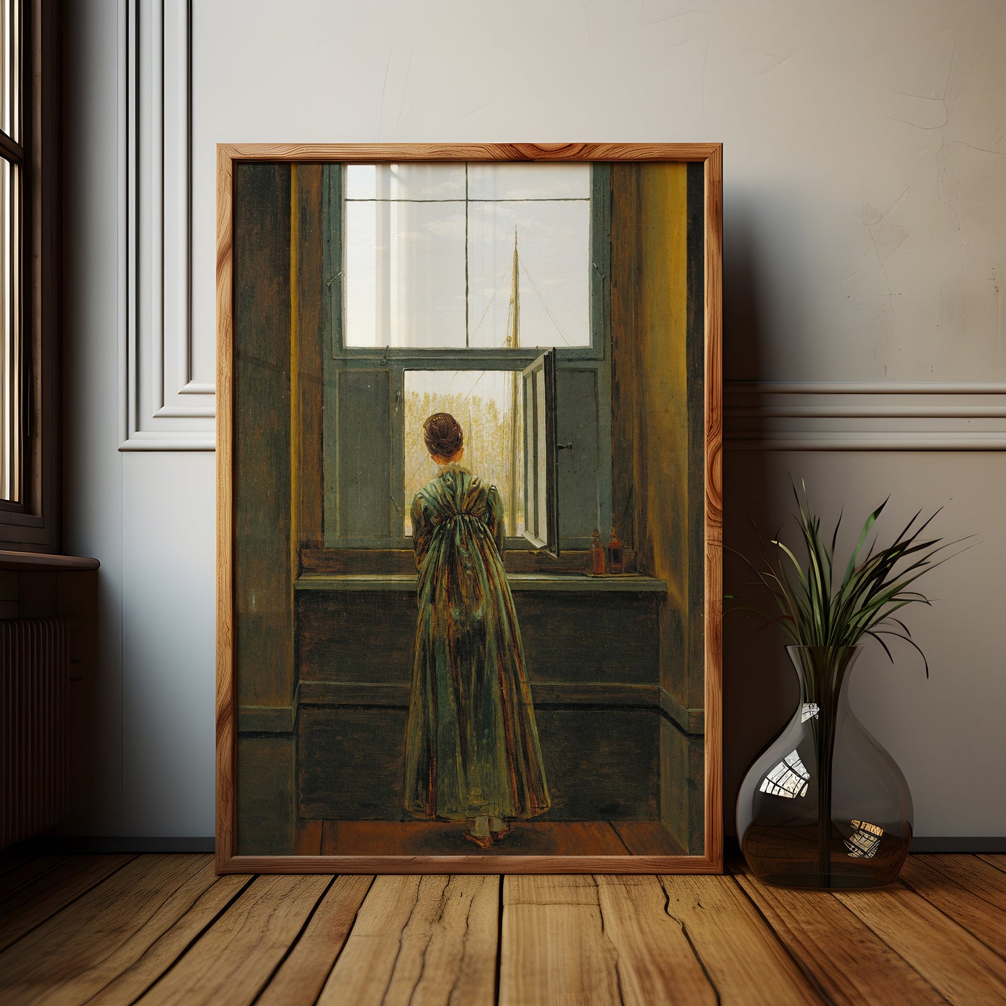 Caspar David Friedrich - Woman at Window , oil original antique figure painting , vintage Printable art instant download , SKU K-CDF78