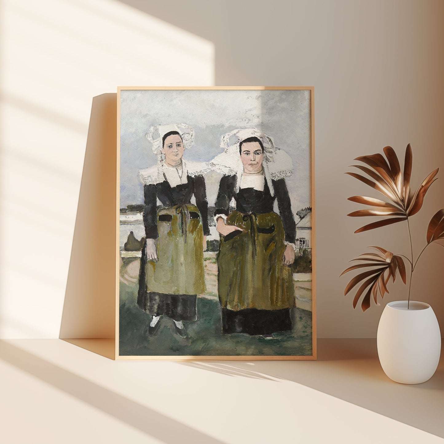 Portrait Two Bretonnes - Max Jacob , oil original antique figure painting , vintage Printable art instant download , SKU K-MJ94