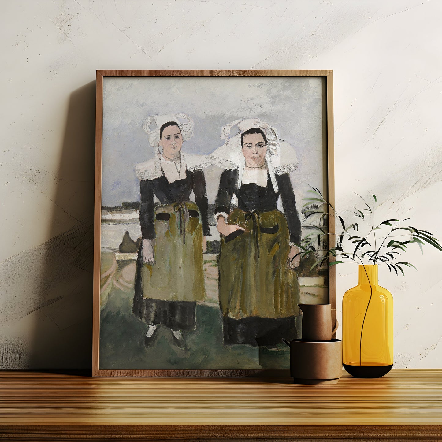 Portrait Two Bretonnes - Max Jacob , oil original antique figure painting , vintage Printable art instant download , SKU K-MJ94