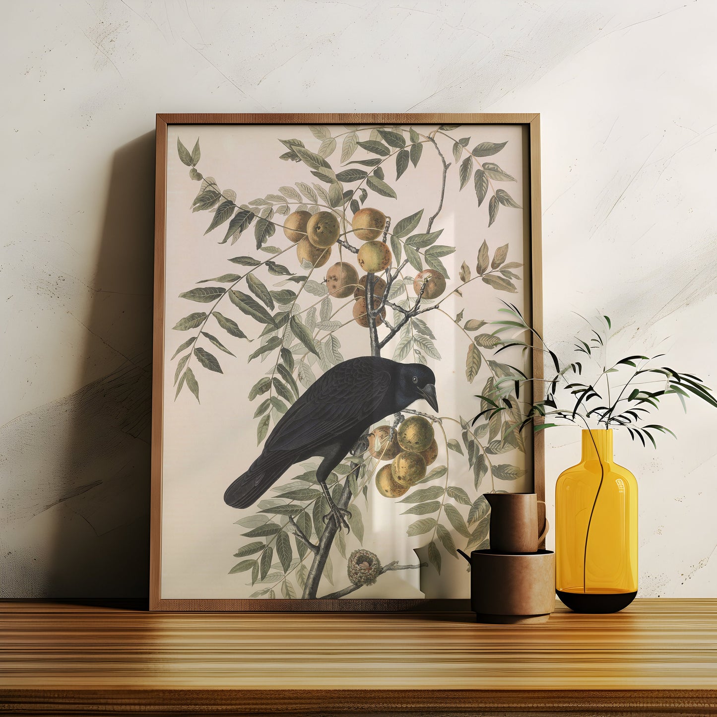 Birds, John James Audubon, American Crow, original antique painting watercolour, vintage, Printable art instant download,  SKU  K-JJA110