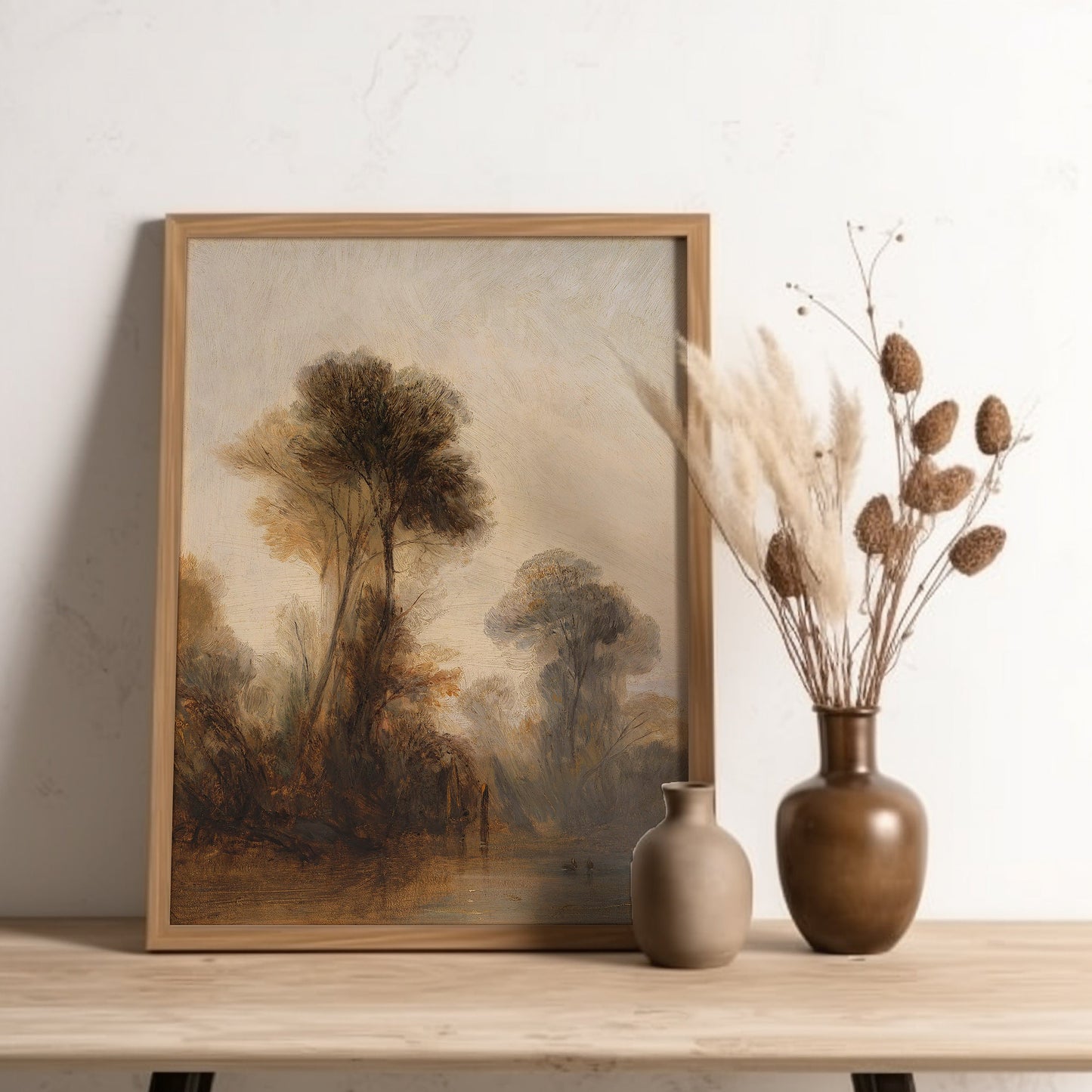 Landscape, River Seine - Richard Parkes Bonington, original antique painting oil, vintage, Printable art instant download, SKU  K-RPB113