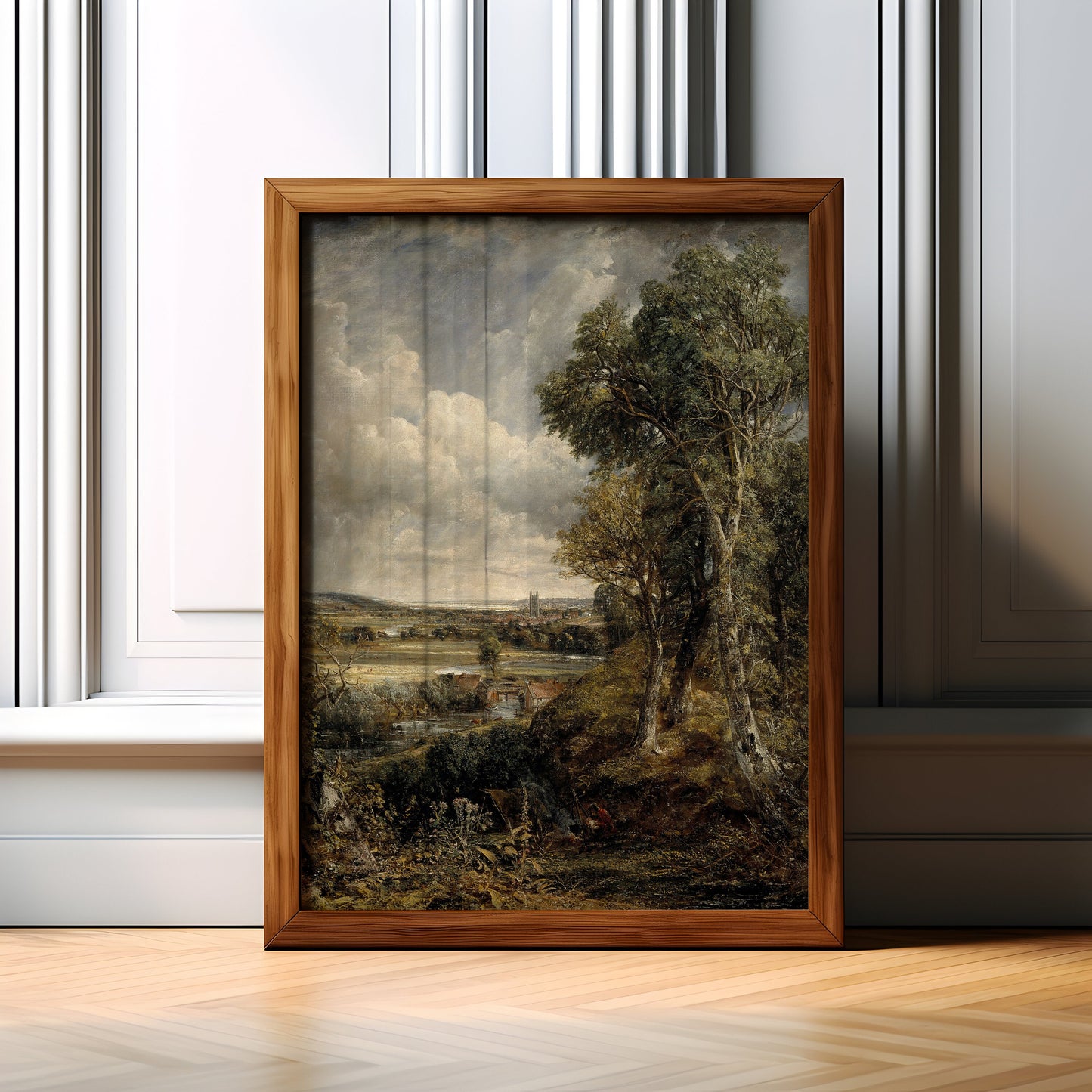 Rustic landscape, John Constable, Vale of Dedham, original antique painting, oil, vintage, Printable art instant download, SKU  K-JC115