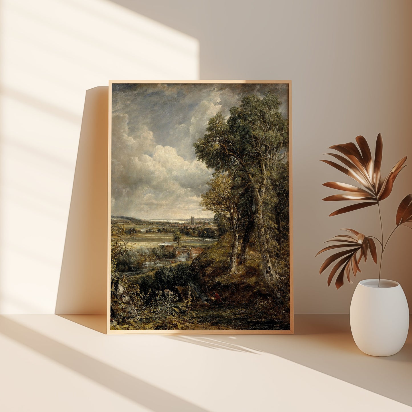 Rustic landscape, John Constable, Vale of Dedham, original antique painting, oil, vintage, Printable art instant download, SKU  K-JC115