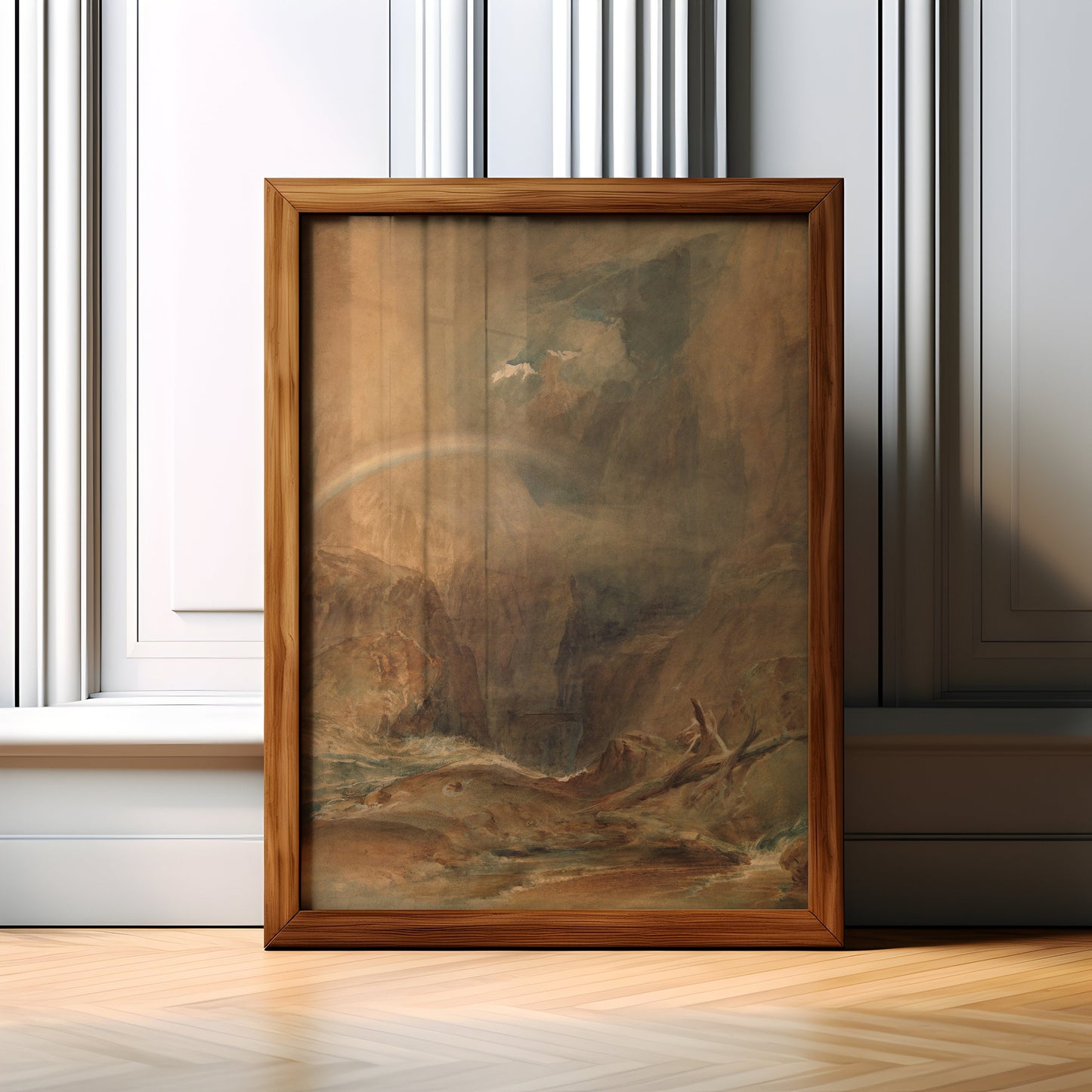 William Turner, Devil's Bridge, Mountains, original antique painting, watercolour vintage, Printable art instant download, SKU  K-WT76
