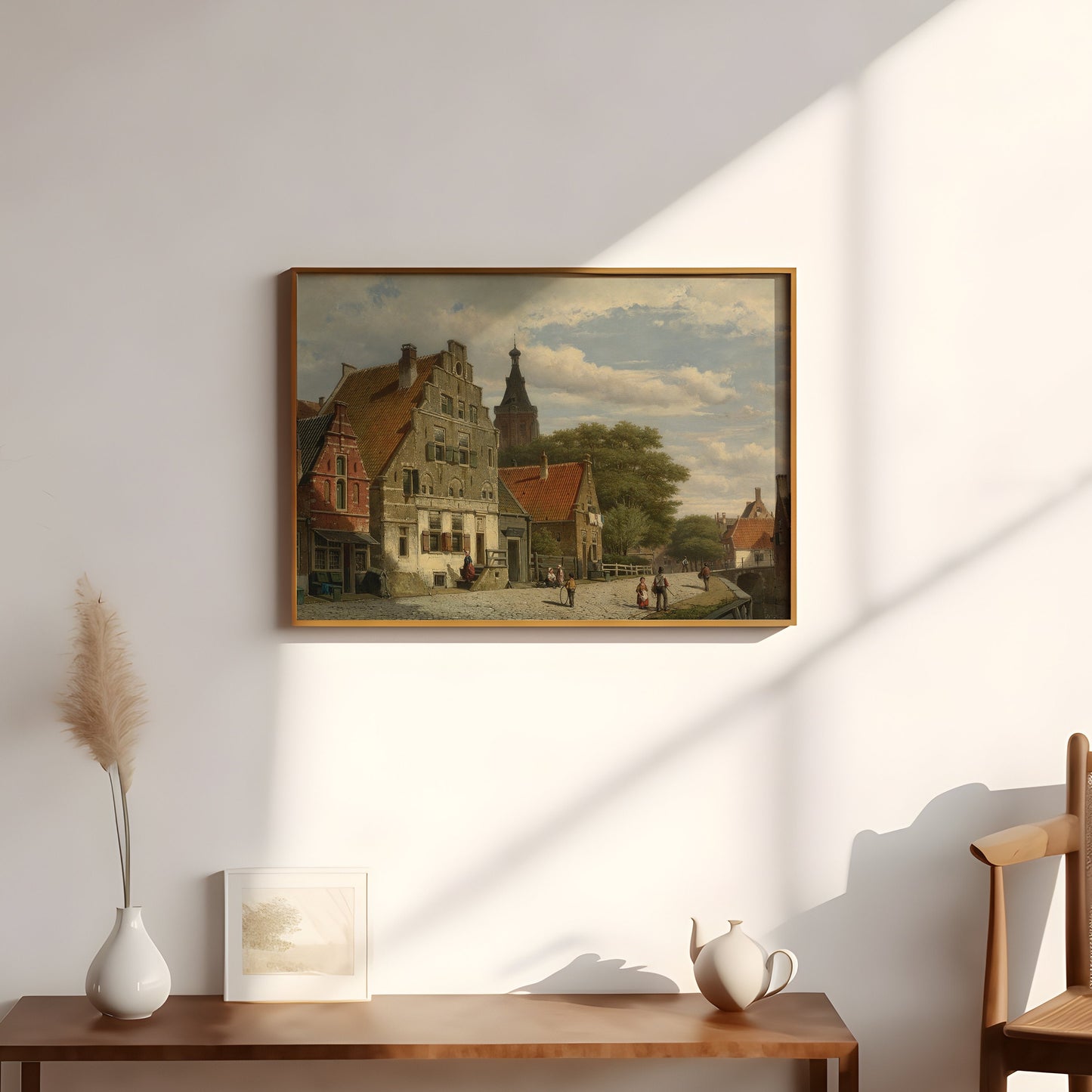 Willem Koekkoek - Old European Town, Urban Landscape, original antique painting oil, vintage, Printable art, instant download,  SKU  243WK