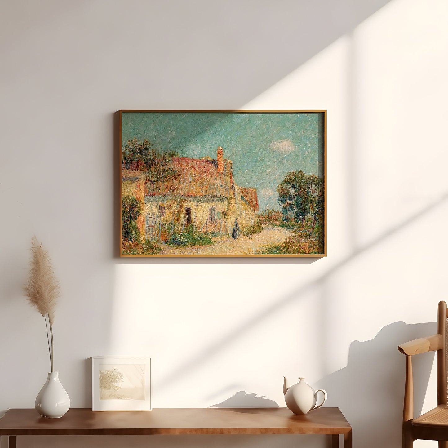 French Impressionism, Gustave Loiseau - Cottage In Normandy, original antique painting, vintage Printable art instant download, SKU  249GL