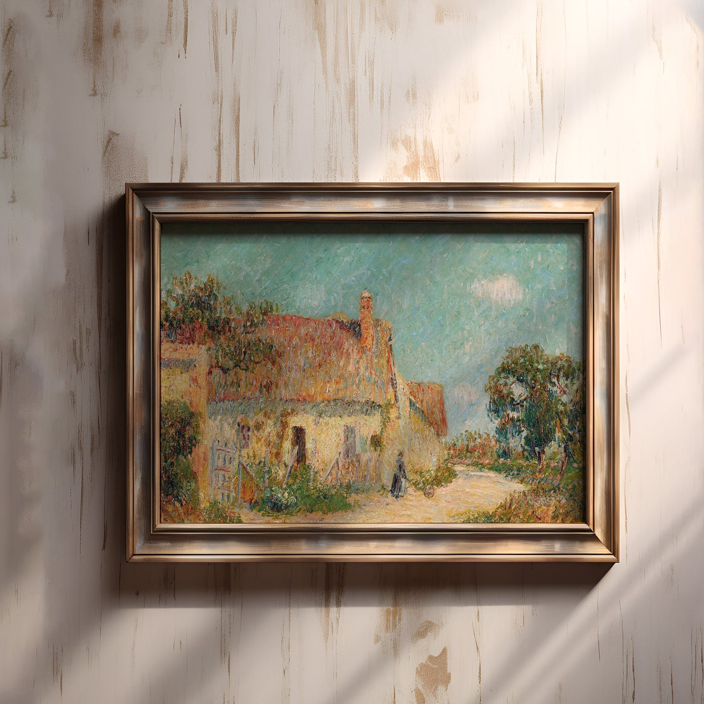 French Impressionism, Gustave Loiseau - Cottage In Normandy, original antique painting, vintage Printable art instant download, SKU  249GL