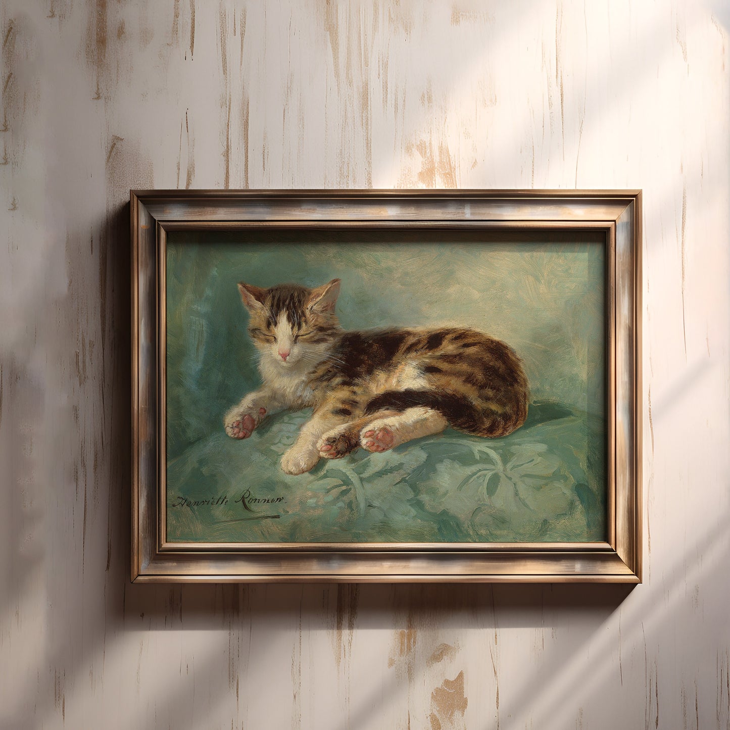Henriette Ronner-Knip - Cat Nap, oil, cute antique painting vintage, animal lover gift, Printable art instant download, SKU - 251HRK