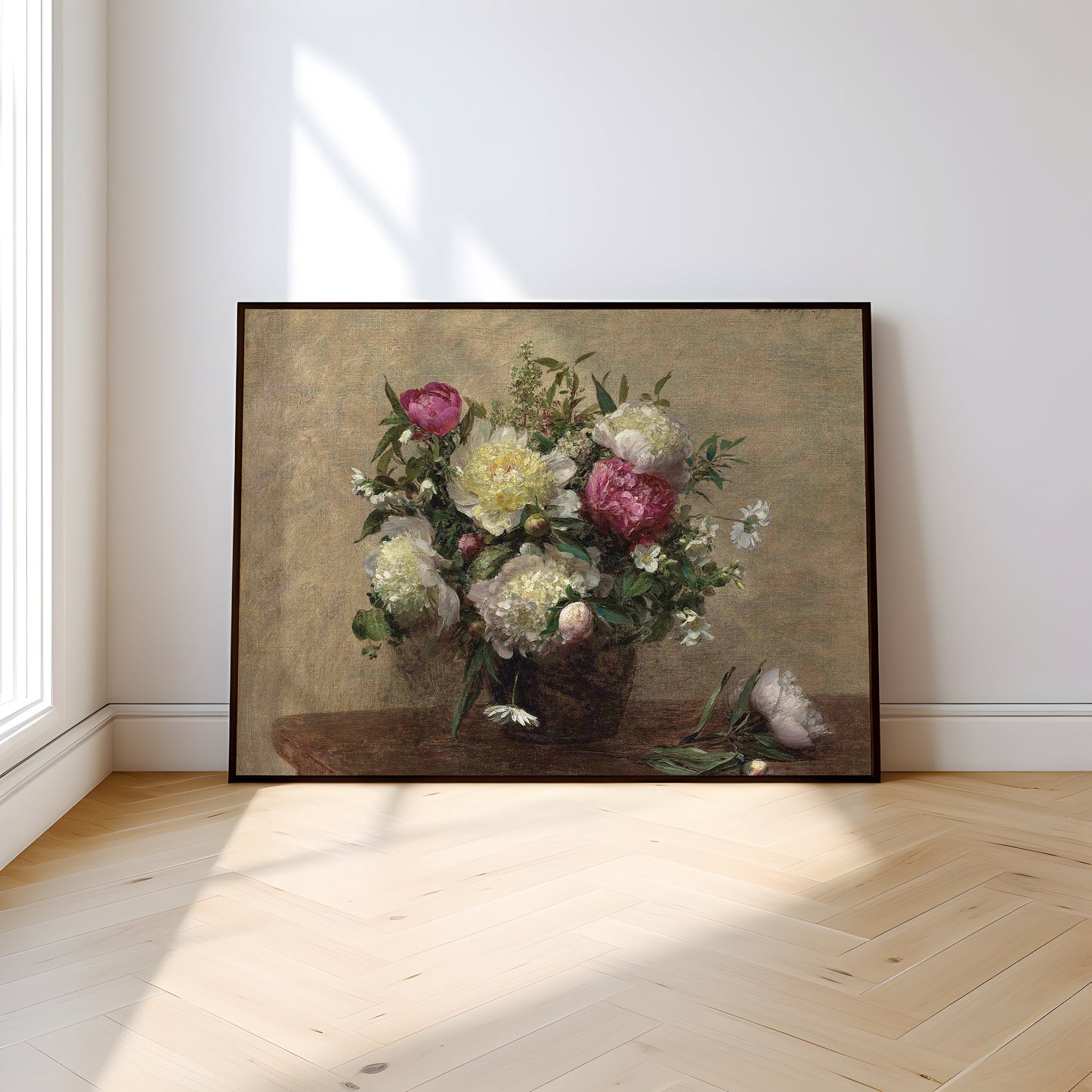 Still-life Flowers, Henri Fantin-Latour - Vase of Peonies, original antique painting oil vintage, Printable art instant download, SKU 255HFL