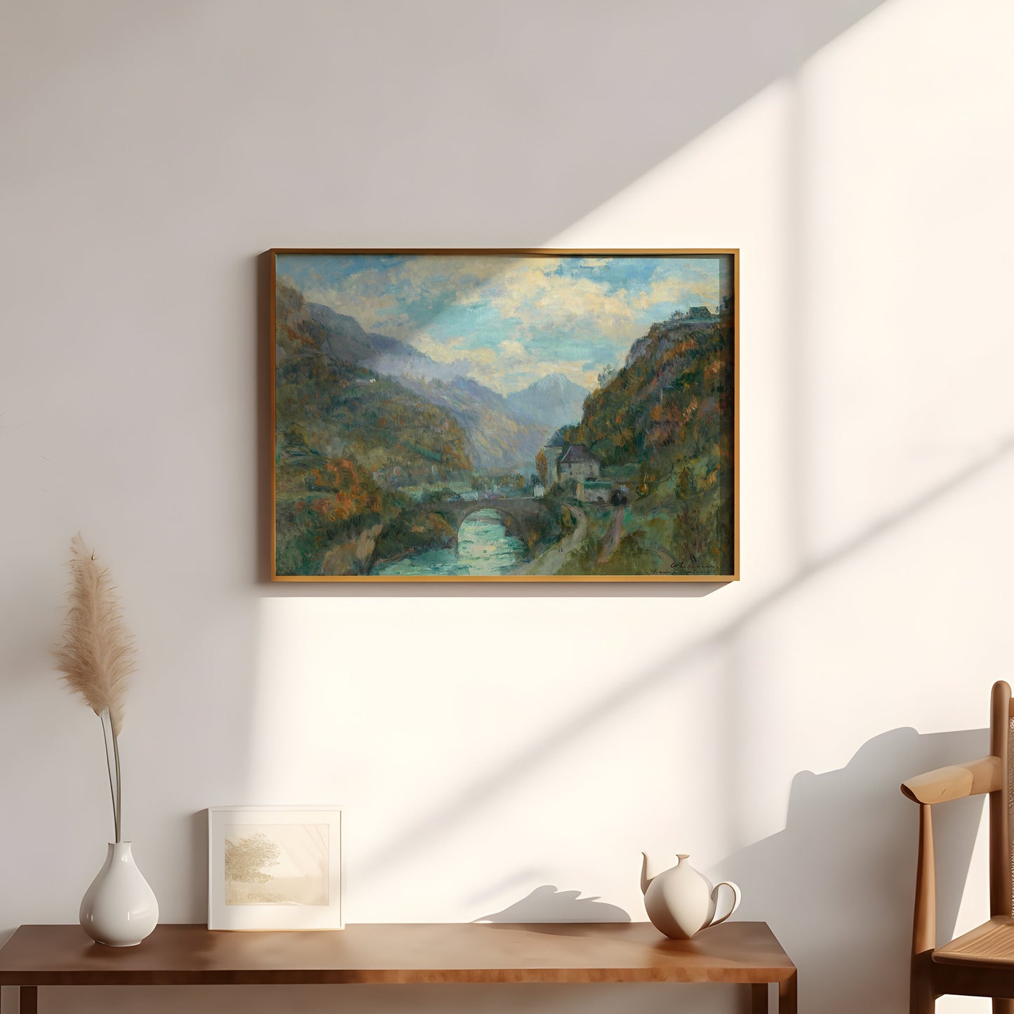 Albert Lebourg - River in Gorge of Mountains, Impressionism, original antique painting, vintage, Printable art instant download, SKU 257ACL
