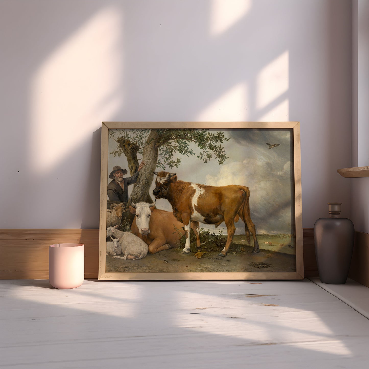 Dutch Rustic landscape, Young Bull - Paulus Potter, original antique painting, oil, vintage, Printable art, instant download,  SKU  258PP