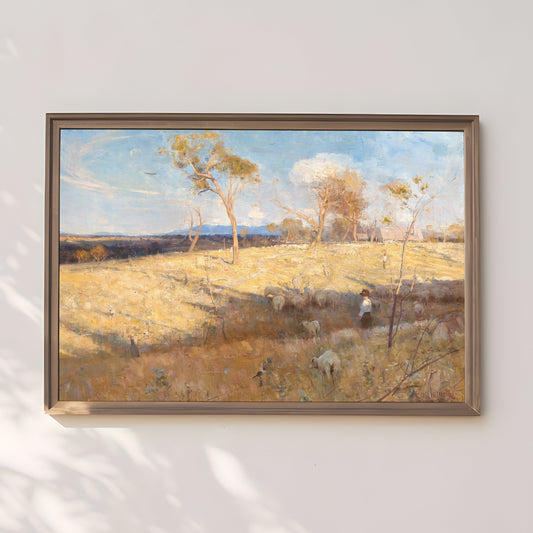 Rustic Landscape Golden Summer - Arthur Streeton, original antique painting oil, vintage, Printable art instant download, SKU  261AS