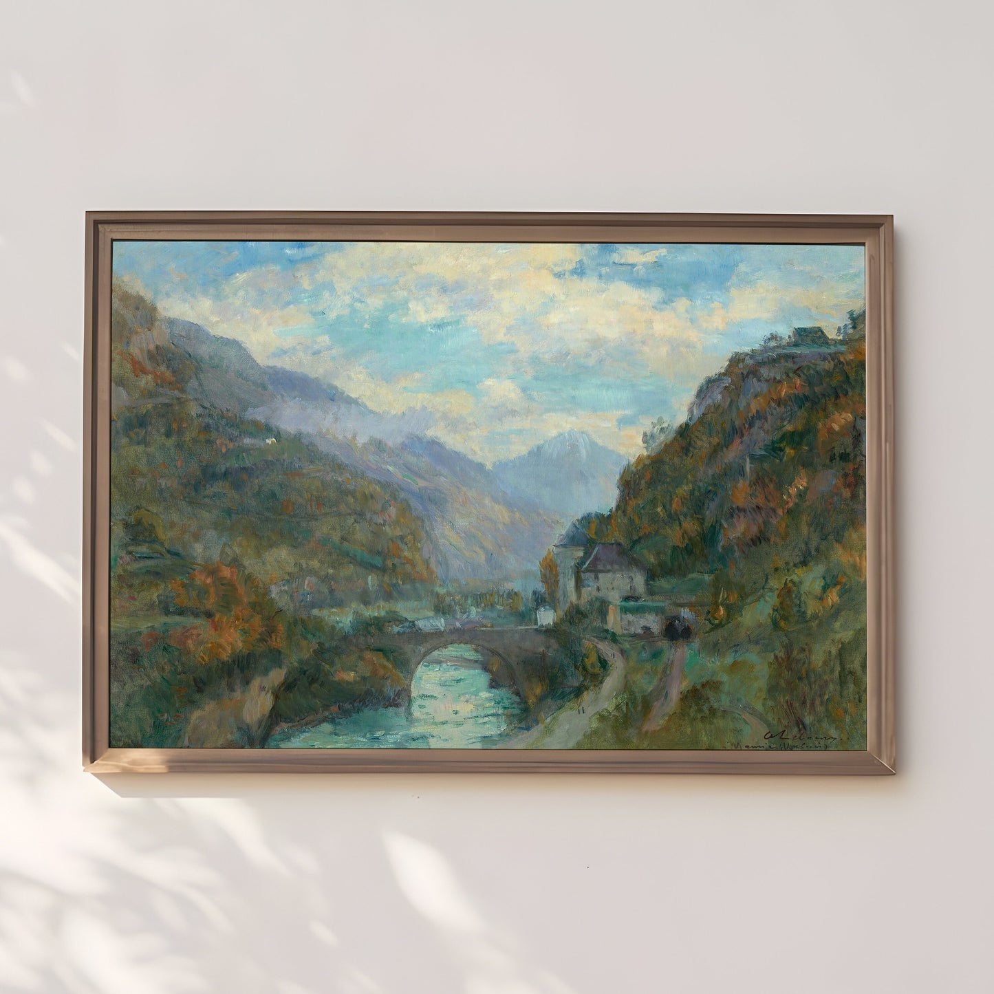 Albert Lebourg - River in Gorge of Mountains, Impressionism, original antique painting, vintage, Printable art instant download, SKU 257ACL