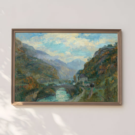 Albert Lebourg - River in Gorge of Mountains, Impressionism, original antique painting, vintage, Printable art instant download, SKU 257ACL