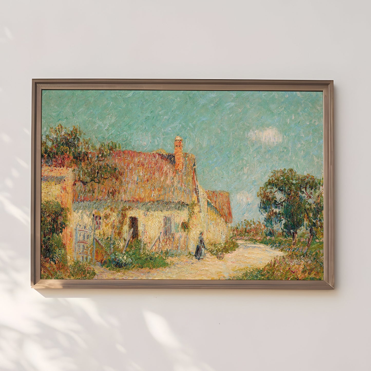 French Impressionism, Gustave Loiseau - Cottage In Normandy, original antique painting, vintage Printable art instant download, SKU  249GL